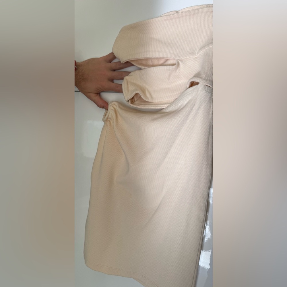Bordeaux Cream One Shoulder Dress